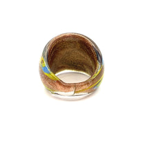 Handmade Glass Acrylic Ring Chromatic Arabesque Golden Infinity Band