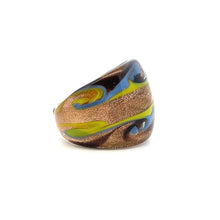 Handmade Glass Acrylic Ring Chromatic Arabesque Golden Infinity Band