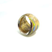 Handmade Glass Acrylic Ring Chromatic Golden Arabesque Infinity Band
