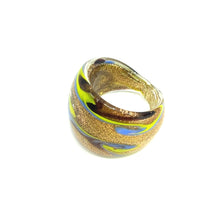 Handmade Glass Acrylic Ring Chromatic Golden Arabesque Infinity Band