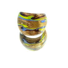 Handmade Glass Acrylic Ring Chromatic Golden Arabesque Infinity Band