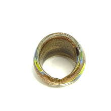 Handmade Glass Acrylic Ring Chromatic Golden Arabesque Infinity Band