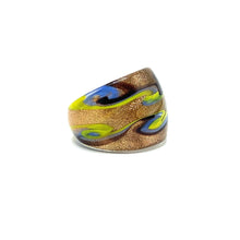 Handmade Glass Acrylic Ring Chromatic's Golden Arabesque Infinity Band