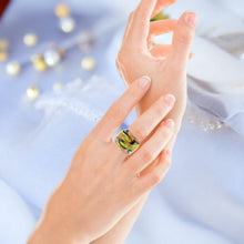 Handmade Glass Acrylic Ring Chromatic's Golden Arabesque Infinity Band