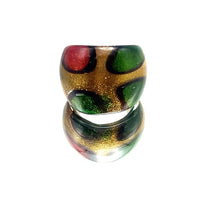 Handmade Glass Acrylic Ring Citrus Golden Autumn Foliage Infinity Band