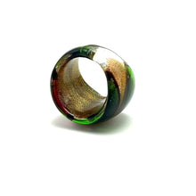 Handmade Glass Acrylic Ring Citrus Golden Autumn Foliage Infinity Band