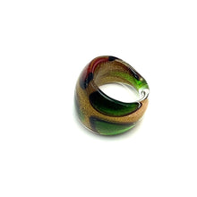 Handmade Glass Acrylic Ring Citrus Golden Autumn Foliage Infinity Band