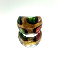 Handmade Glass Acrylic Ring Citrus Golden Foliage Autumn Infinity Band