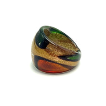 Handmade Glass Acrylic Ring Citrus Golden Foliage Autumn Infinity Band