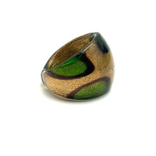 Handmade Glass Acrylic Ring Citrus Golden Foliage Autumn Infinity Band