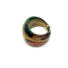 Handmade Glass Acrylic Ring Citrus Golden Foliage Autumn Infinity Band