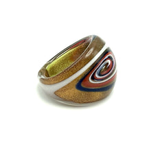 Handmade Glass Acrylic Ring Colourful Golden Galaxy  Infinity Band