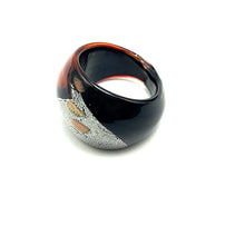 Handmade Glass Acrylic Ring Colourful Opulent Sunset Infinity Band