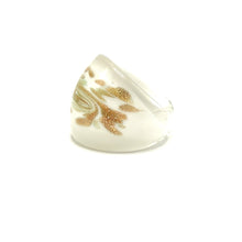 Handmade Glass Acrylic Ring Delight of Gilded Snowfall Infinity Band