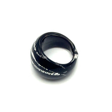 Handmade Glass Acrylic Ring Edge Silver Streak Urban Infinity Band