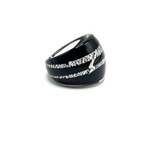 Handmade Glass Acrylic Ring Edge Streak Urban Silver Infinity Band