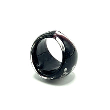 Handmade Glass Acrylic Ring Edge Streak Urban Silver Infinity Band