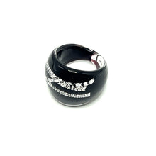 Handmade Glass Acrylic Ring Edge Streak Urban Silver Infinity Band