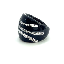 Handmade Glass Acrylic Ring Edge Urban Silver Streak Infinity Band