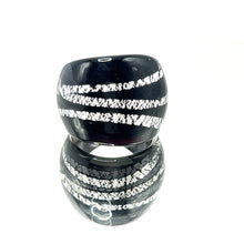 Handmade Glass Acrylic Ring Edge Urban Silver Streak Infinity Band