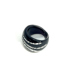 Handmade Glass Acrylic Ring Edge Urban Silver Streak Infinity Band