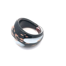 Handmade Glass Acrylic Ring Elegance Gilded of Monochrome Infinity Band