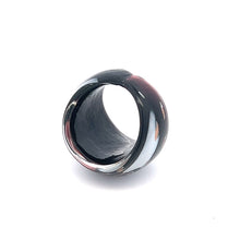 Handmade Glass Acrylic Ring Elegance Gilded of Monochrome Infinity Band