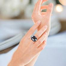 Handmade Glass Acrylic Ring Elegance Gilded of Monochrome Infinity Band