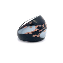 Handmade Glass Acrylic Ring Elegance Gilded of Monochrome Infinity Band