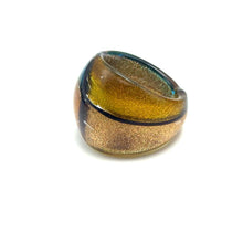 Handmade Glass Acrylic Ring Elegance Golden Aqua Fusion Infinity Band