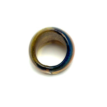Handmade Glass Acrylic Ring Elegance Golden Aqua Fusion Infinity Band