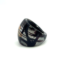 Handmade Glass Acrylic Ring Elegance Harmonic Silver Stroke Infinity Band