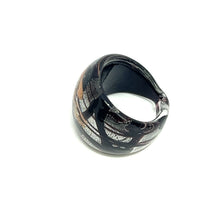 Handmade Glass Acrylic Ring Elegance Harmonic Silver Stroke Infinity Band
