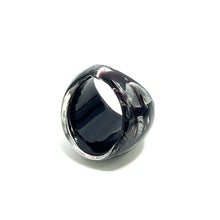 Handmade Glass Acrylic Ring Elegance Harmonic Silver Stroke Infinity Band