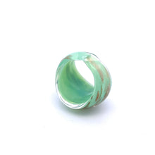 Handmade Glass Acrylic Ring Elegance Mint Sparkled Golden Infinity Band