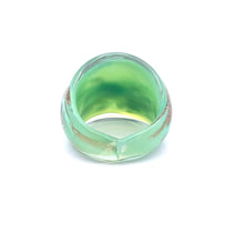 Handmade Glass Acrylic Ring Elegance Mint Sparkled Golden Infinity Band