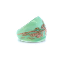 Handmade Glass Acrylic Ring Elegance Mint Sparkled Golden Infinity Band