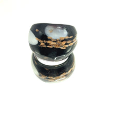 Handmade Glass Acrylic Ring Elegance Monochrome Gilded Infinity Band