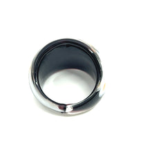 Handmade Glass Acrylic Ring Elegance Monochrome Gilded Infinity Band