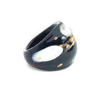 Handmade Glass Acrylic Ring Elegance Monochrome Gilded Infinity Band