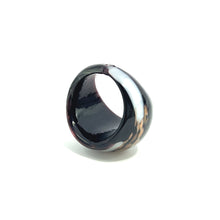 Handmade Glass Acrylic Ring Elegance Monochrome Gilded Infinity Band