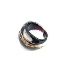 Handmade Glass Acrylic Ring Elegance Monochrome Gilded Infinity Band