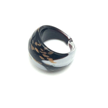 Handmade Glass Acrylic Ring Elegance of Gilded Monochrome Infinity Band