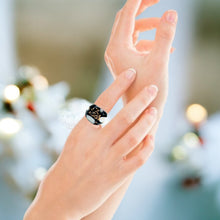 Handmade Glass Acrylic Ring Elegance of Monochrome Gilded Infinity Band