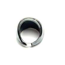 Handmade Glass Acrylic Ring Elegance of Monochrome Gilded Infinity Band
