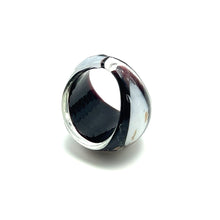 Handmade Glass Acrylic Ring Elegance of Monochrome Gilded Infinity Band