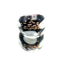 Handmade Glass Acrylic Ring Elegance of Monochrome Gilded Infinity Band