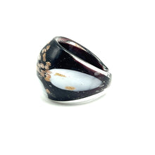 Handmade Glass Acrylic Ring Elegance of Monochrome Gilded Infinity Band