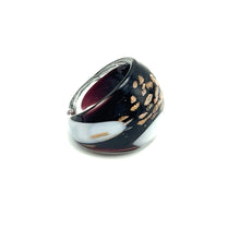Handmade Glass Acrylic Ring Elegance of Monochrome Gilded Infinity Band