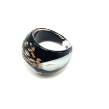 Handmade Glass Acrylic Ring Elegance of Monochrome Gilded Infinity Band